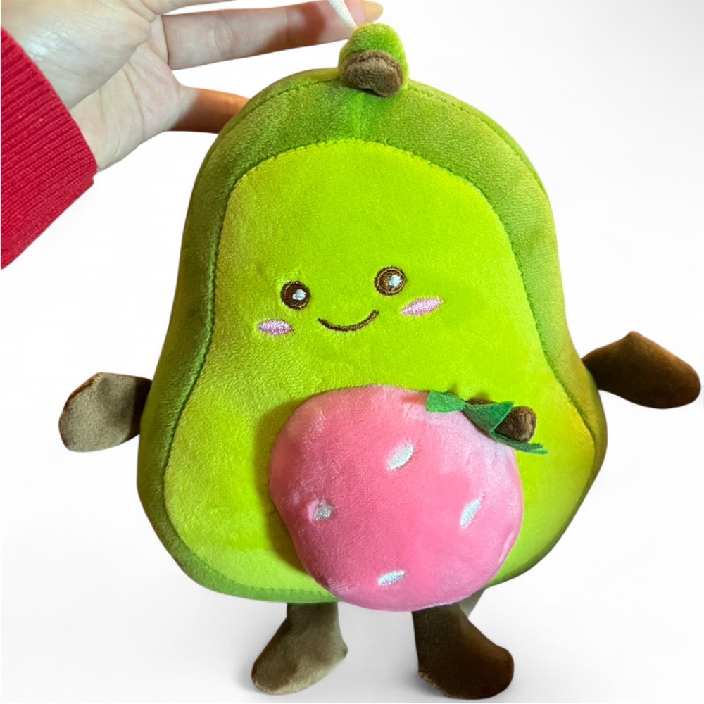 Adorable Avocado Green and Pink Plush Toy